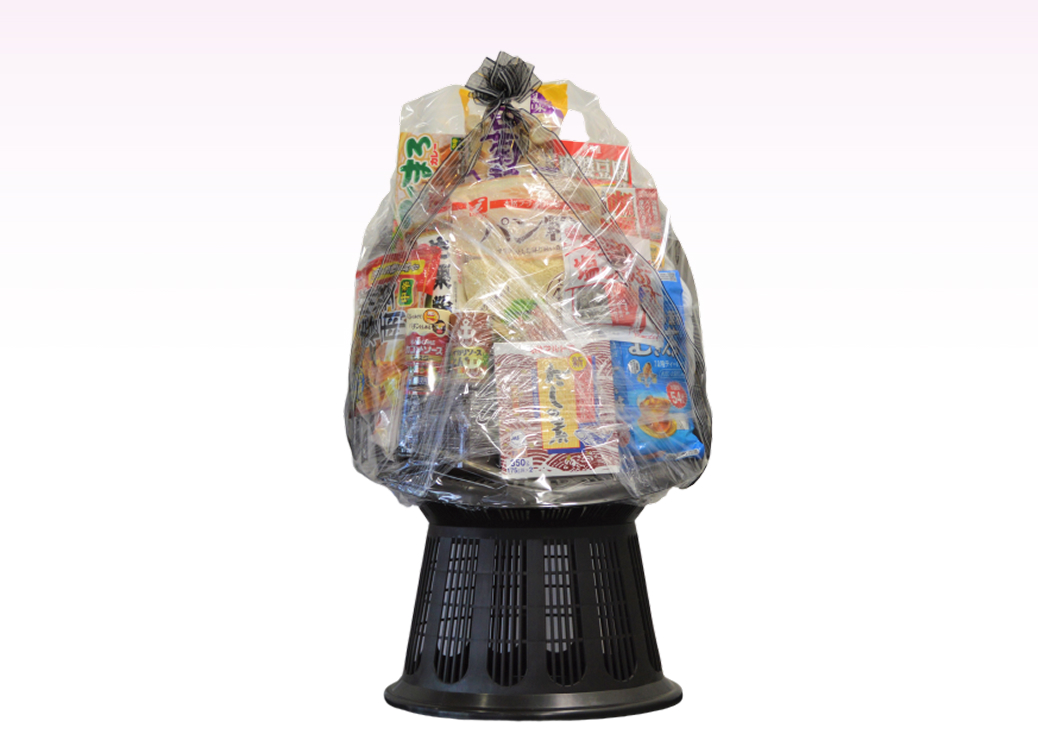 乾物の盛籠 - 乾麺、乾物、お茶などの詰め合わせ供物盛籠